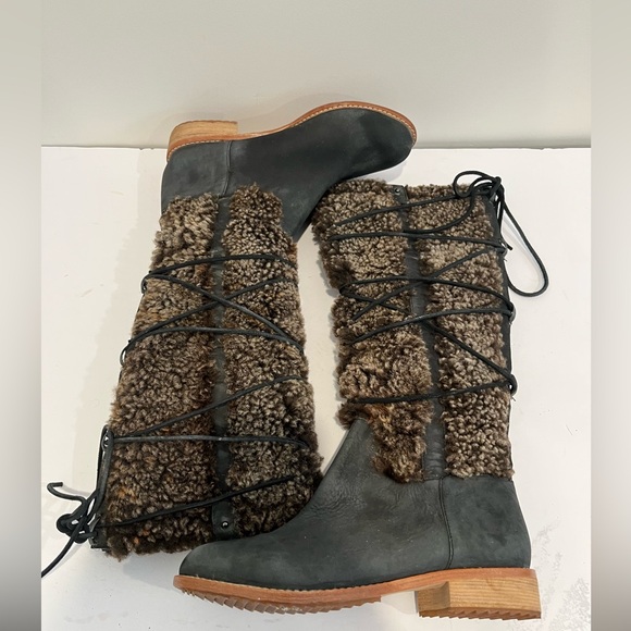 Anthropologie Matt Bernson Women Gray Leather Alpenglow
Shearling Shaft Boots 7 - Picture 8 of 10